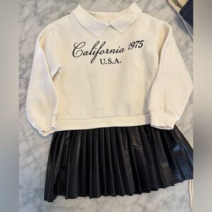 Zara White and Black Kids Sweatshirt Dress